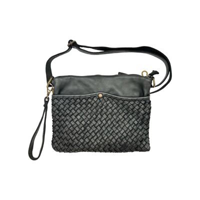 POUCH DE PIEL NEGRA GEMMA LAVADA