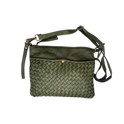 POCHETTE CUIR WASHED GEMMA VERT