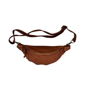 SAC BANANE CUIR  WASHED TRESSE LUNA CAMEL 3