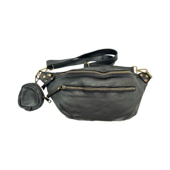 SAC BANANE CUIR WASHED GIULIA NOIR 1