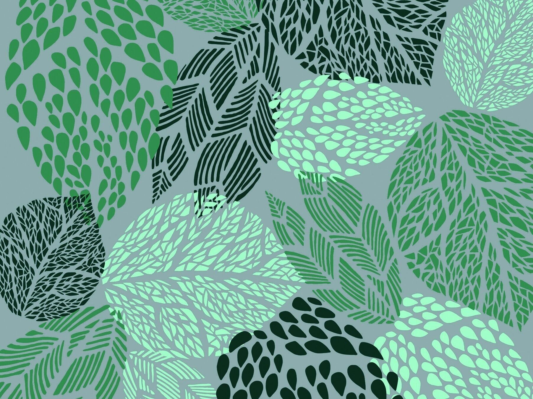 Mantel individual revestido Hojas gris turquesa