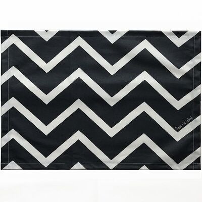 Chevrons black coated placemat