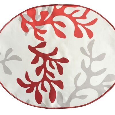Oval coated placemat Coral red