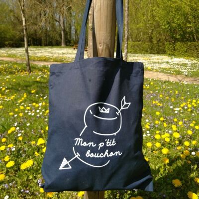 Tote bag "Mon p'tit bouchon" Marine