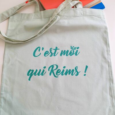 Tote bag "C'est moi qui Reims !" Vert pastel