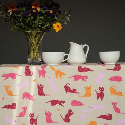 Pink cats coated table runner