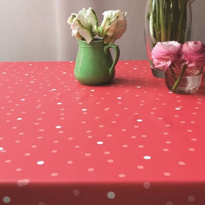 Coated table runner Coral confetti