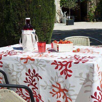 Red Coral coated table runner