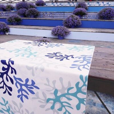 Chemin de table enduit Corail bleu