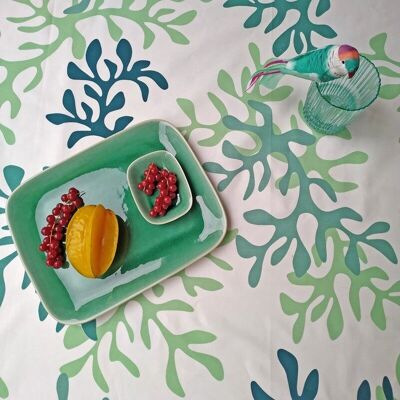 Green Coral coated table runner