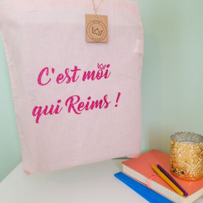 La bolsa de asas "Soy yo quien Reims!" Rosa