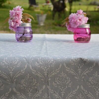 Gray Pompadour coated table runner