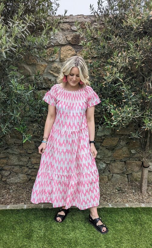 Amalfi Pink Smock Neckline Dress