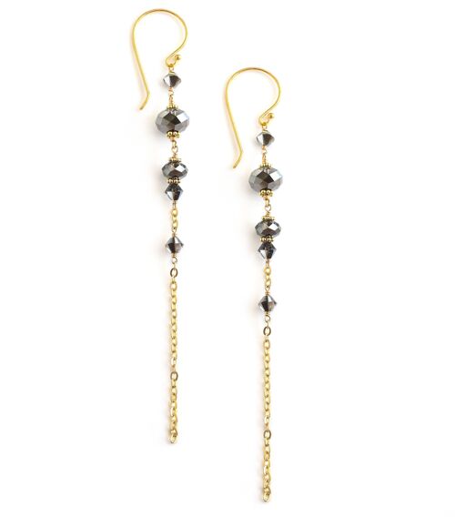 Gold earrings with Black Diamond crystals