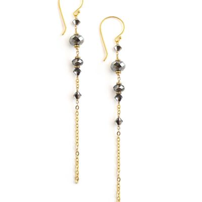 Gold earrings with Black Diamond Swarovski crystals