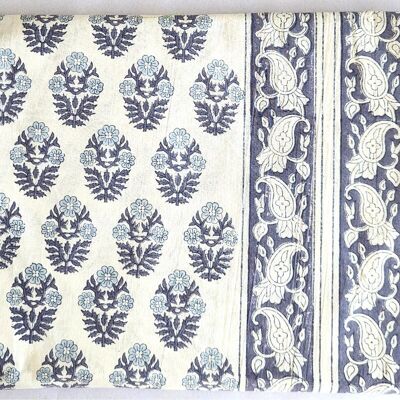 Pia  Rectangular White/Blue Tablecloth