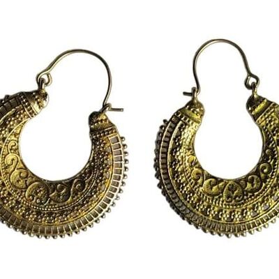 Stylish Mandala Pattern Brass Hoop Beautiful Earrings