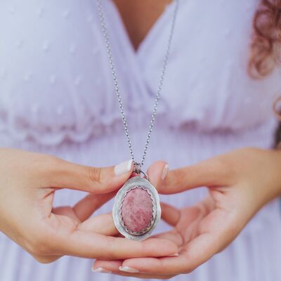 925 Silver Rhodonite Ethnic Long Necklace