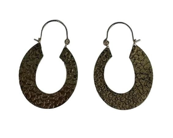 Vermessingte, gravierte Tropfen-Ohrringe aus Messing im Vintage-Stil