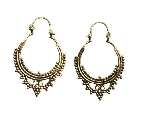 Charming Large Size Indian Trible Brass Hoop Earrings
