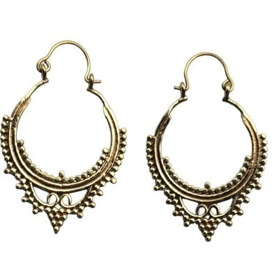 Charming Large Size Indian Trible Brass Hoop Earrings