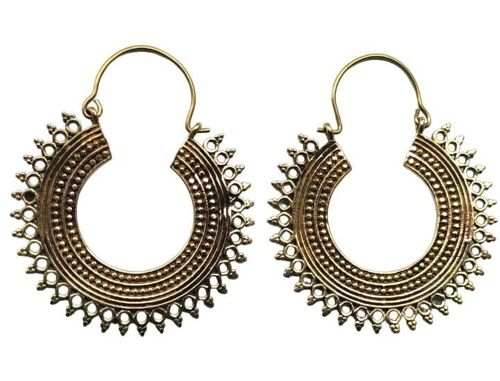 Big Size Trible Round Mandala Style Brass Hoop Earrings