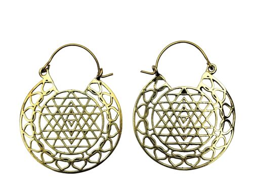 Buy Sacred Geometry Mandala Unique Brass Hoop Earrings