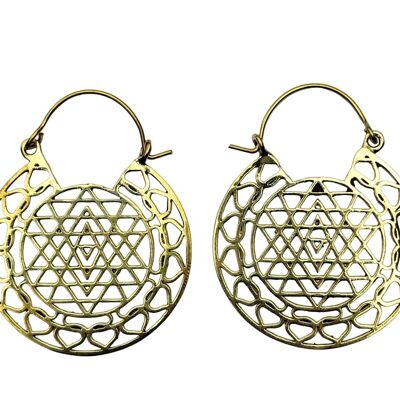 Kaufen Sie einzigartige Messing-Creolen im Mandala-Stil mit heiliger Geometrie