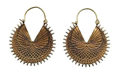 Ethnic Earrings With Flying Bird Tribal Design Brass Hoop Earrings