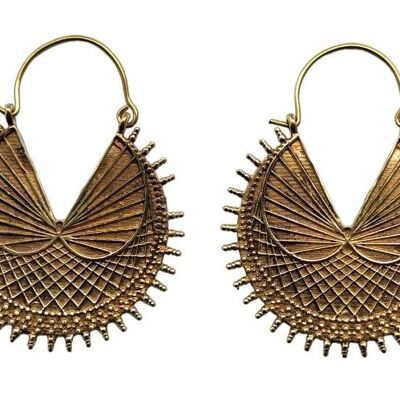 Ethnic Earrings With Flying Bird Tribal Design Brass Hoop Earrings