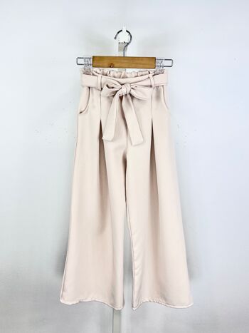 Pantalon large à taille haute et avec ceinture pour fille 5