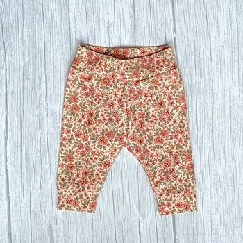 Legging Revers Argile Fleurs Roses 1