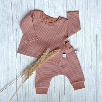 Maillot Manches Longues Gaufré Argile Rose 2