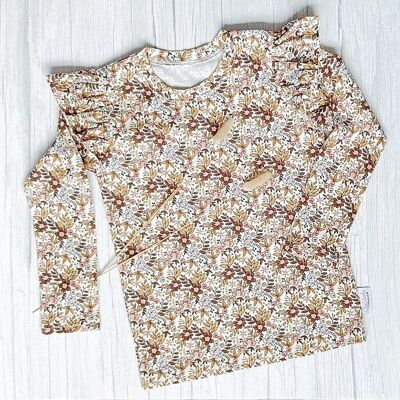 Rüschen-Langarmshirt mit gemischten Blumen