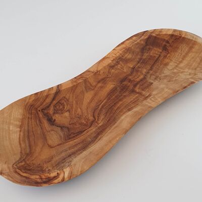 rustic olive wood plate peanut shape 22x9cm