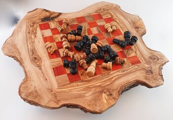 jeu d'échecs rustique en bois d'olivier environ 42 cm 1
