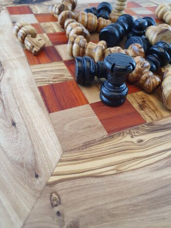 jeu d'échecs rustique en bois d'olivier environ 42 cm 2