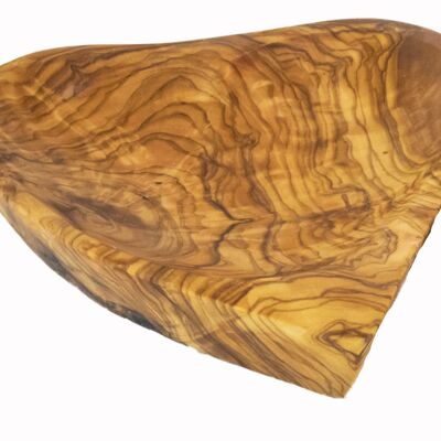 Heart-shaped serving plate made of olive wood
