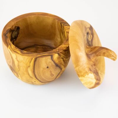 Sugar bowl made of olive wood with a pointed lid