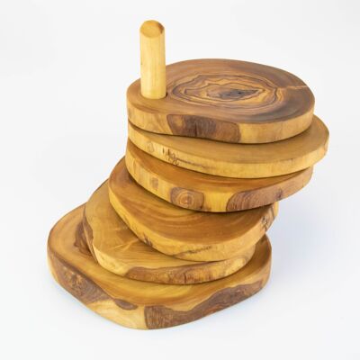 Set of 6 coasters made of olive wood