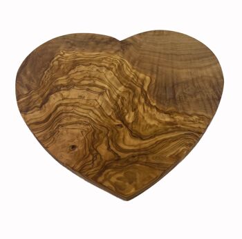 Planche à découper en bois d'olivier en forme de coeur 24x22 cm 1