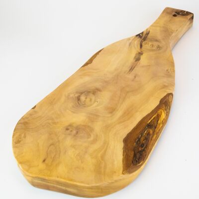 Rustic serving board with olive wood handle