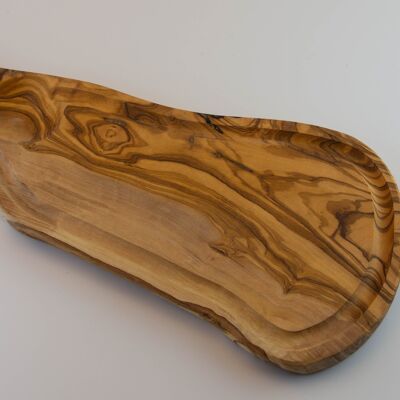 Rustic serving board with handle and juice groove
