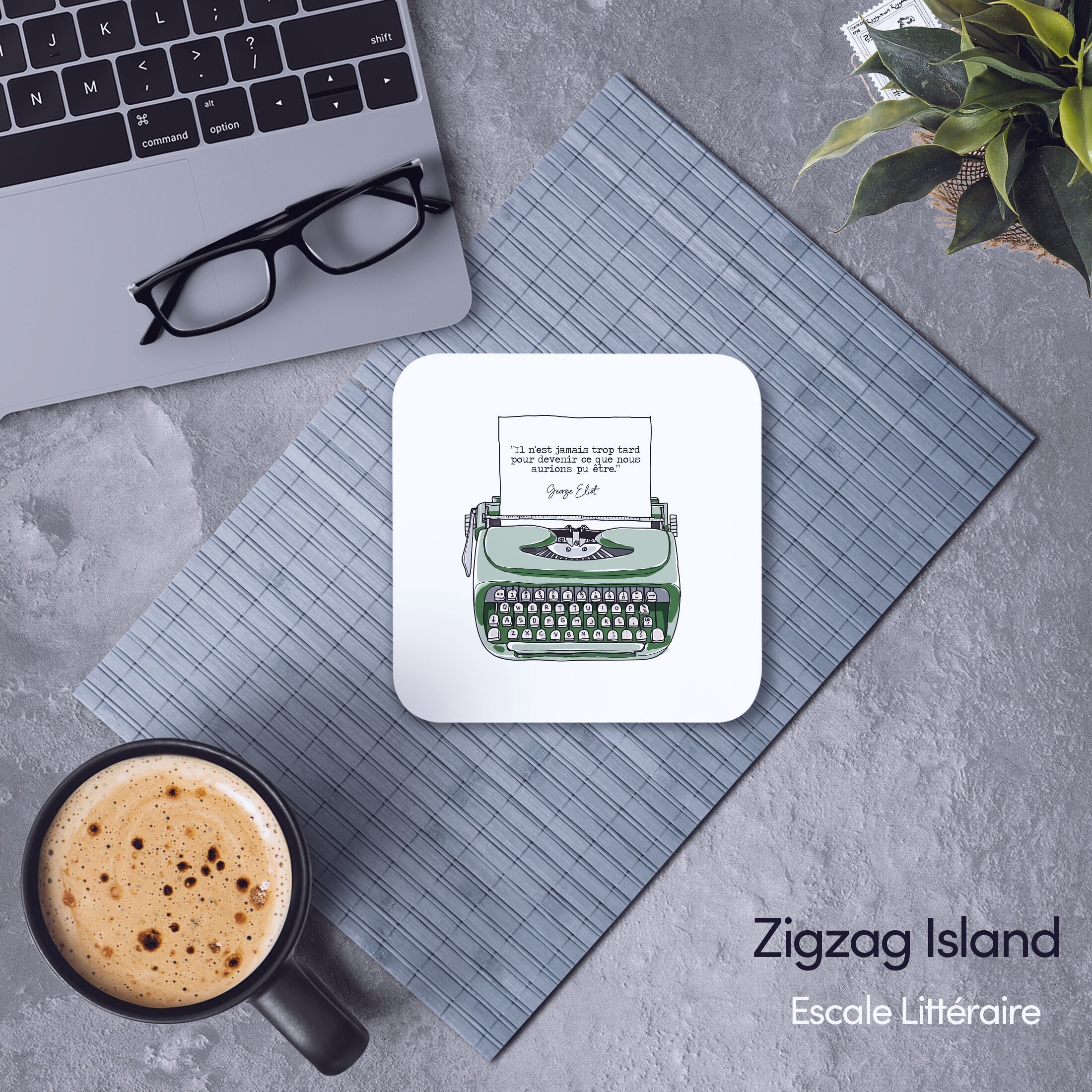 Sottobicchiere in legno con citazione di George Eliot