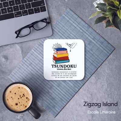 Tsundoku wooden coaster