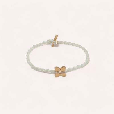 Gold-plated Stella bracelet and white twisted woven bracelet