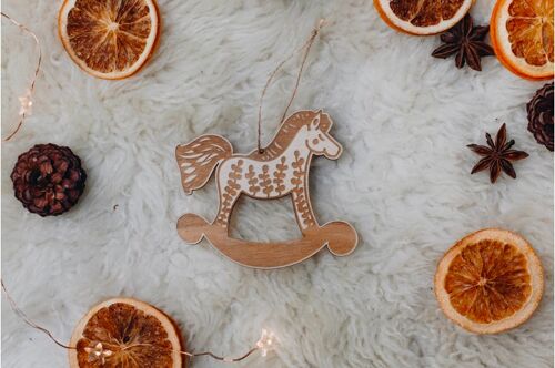 Cheval à Bascule en bois-Décoration de Noël