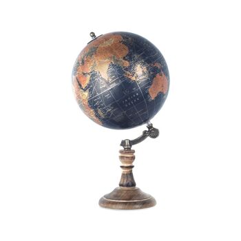 Globe terrestre noir 20 cm