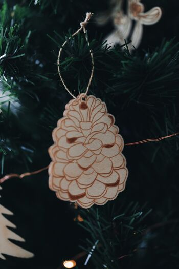 Pomme de Pin de Noël en bois-Décoration de Noël 2