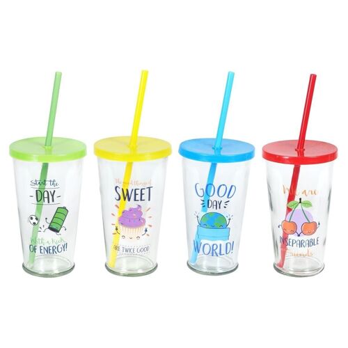 Vasos Con Paja Set 4 U